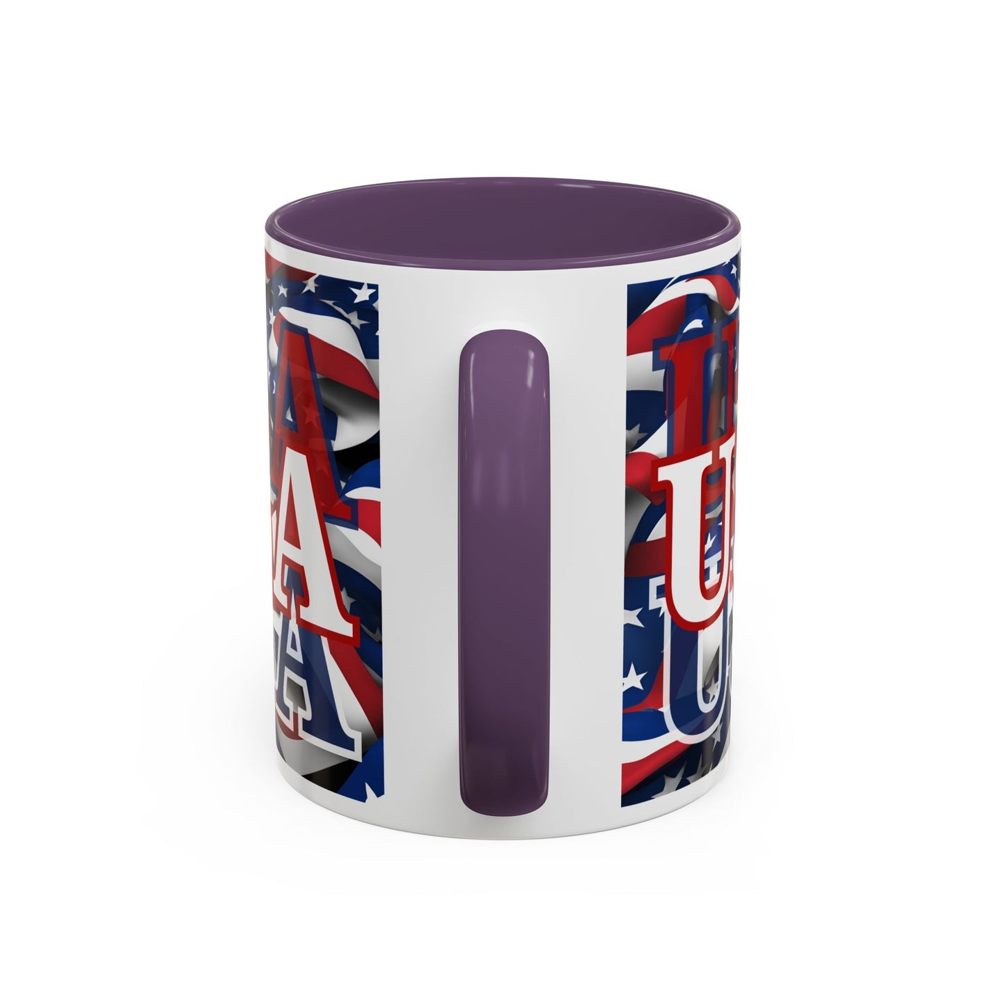 USA White font Center Patriot White Accent Mug by theGreenDragonTavern.shop