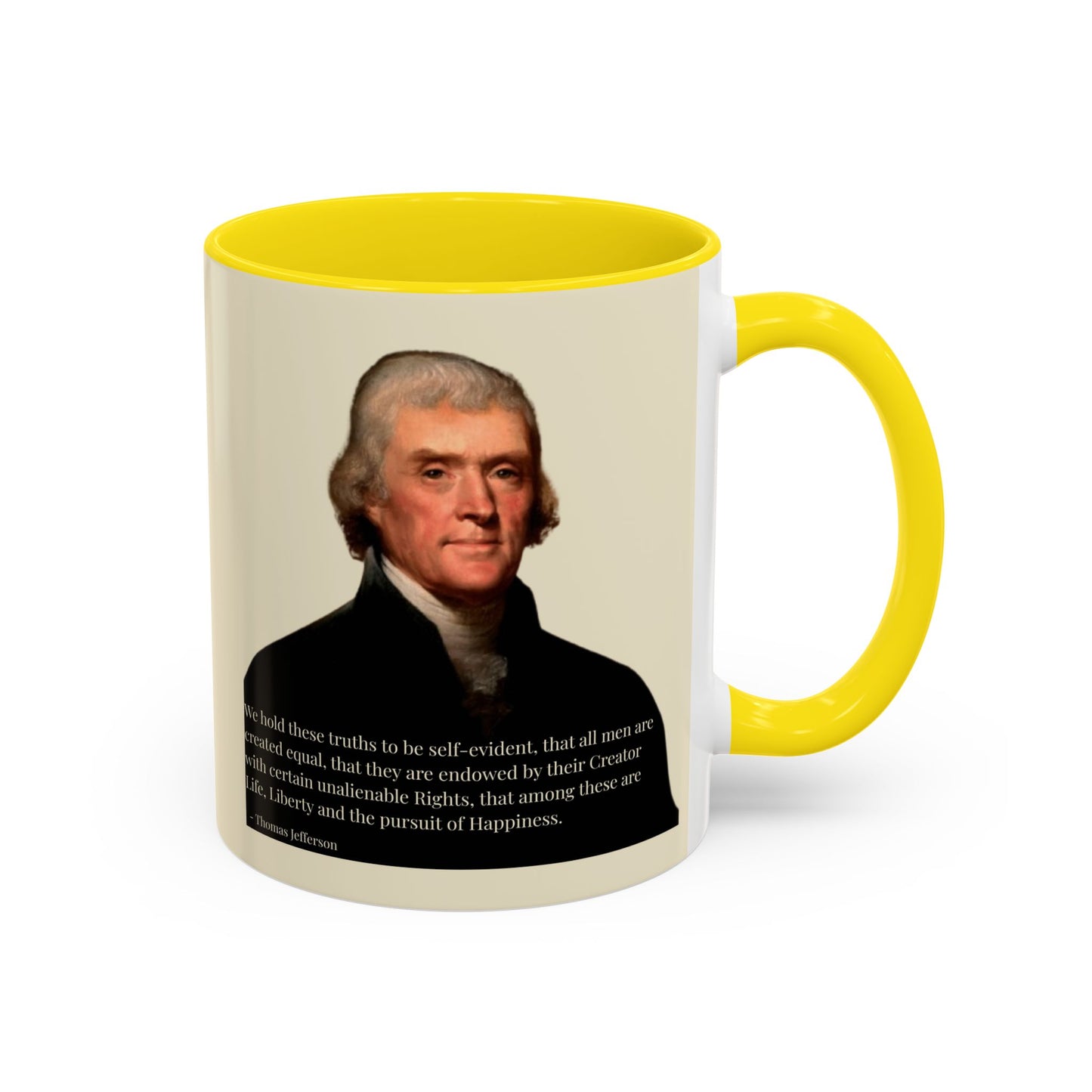 We hold these truths to be self-evident Parchment Yellow Accent Mug by theGreenDragonTavern.shop