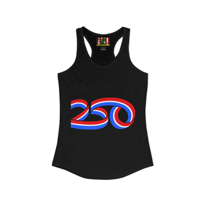 America 250 Black font Women's Racerback Tank Top by theGreenDragonTavern.shop
