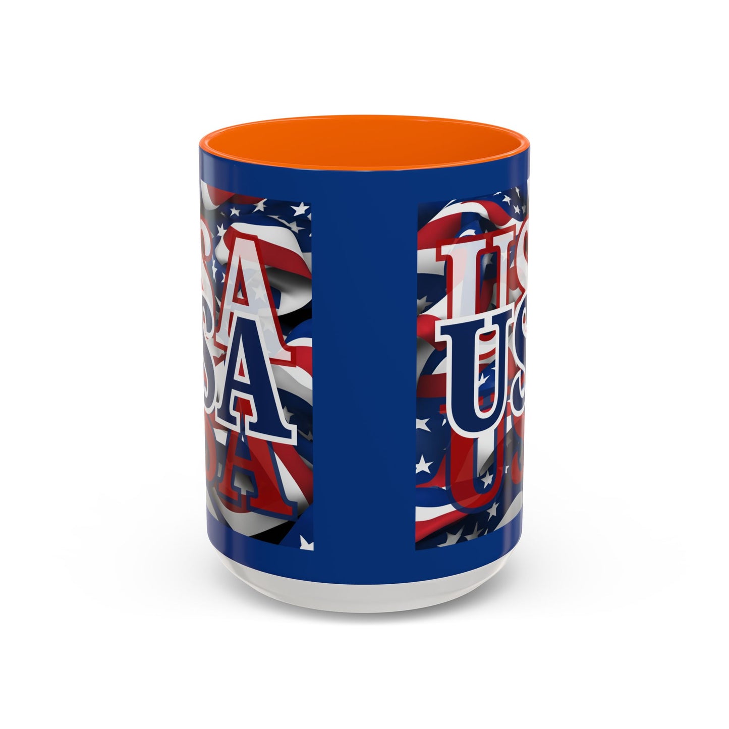 USA Blue font Center Patriot Blue Accent Mug by theGreenDragonTavern.shop