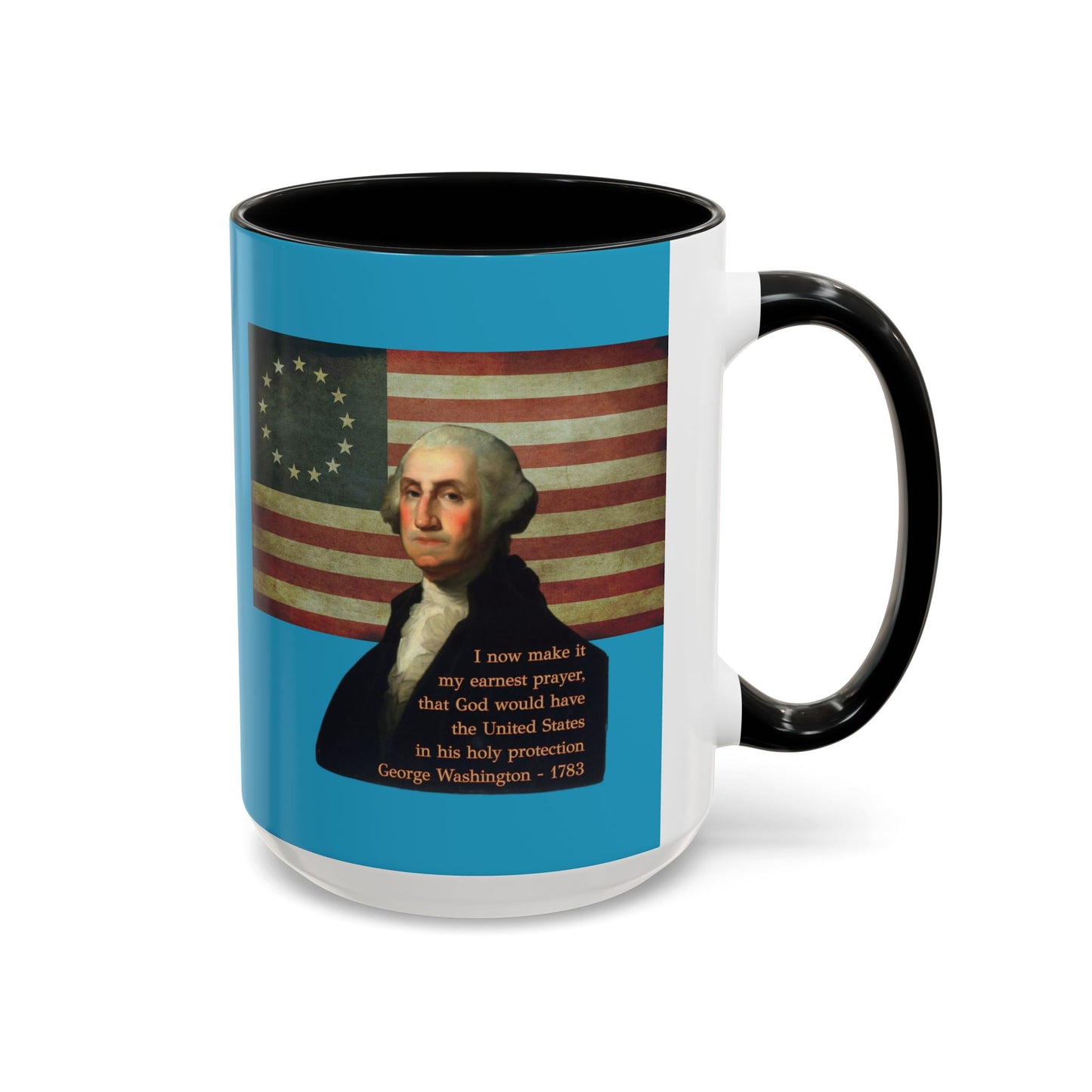 Washington's Earnest Prayer Turquoise Accent Mug by theGreenDragonTavern.shop
