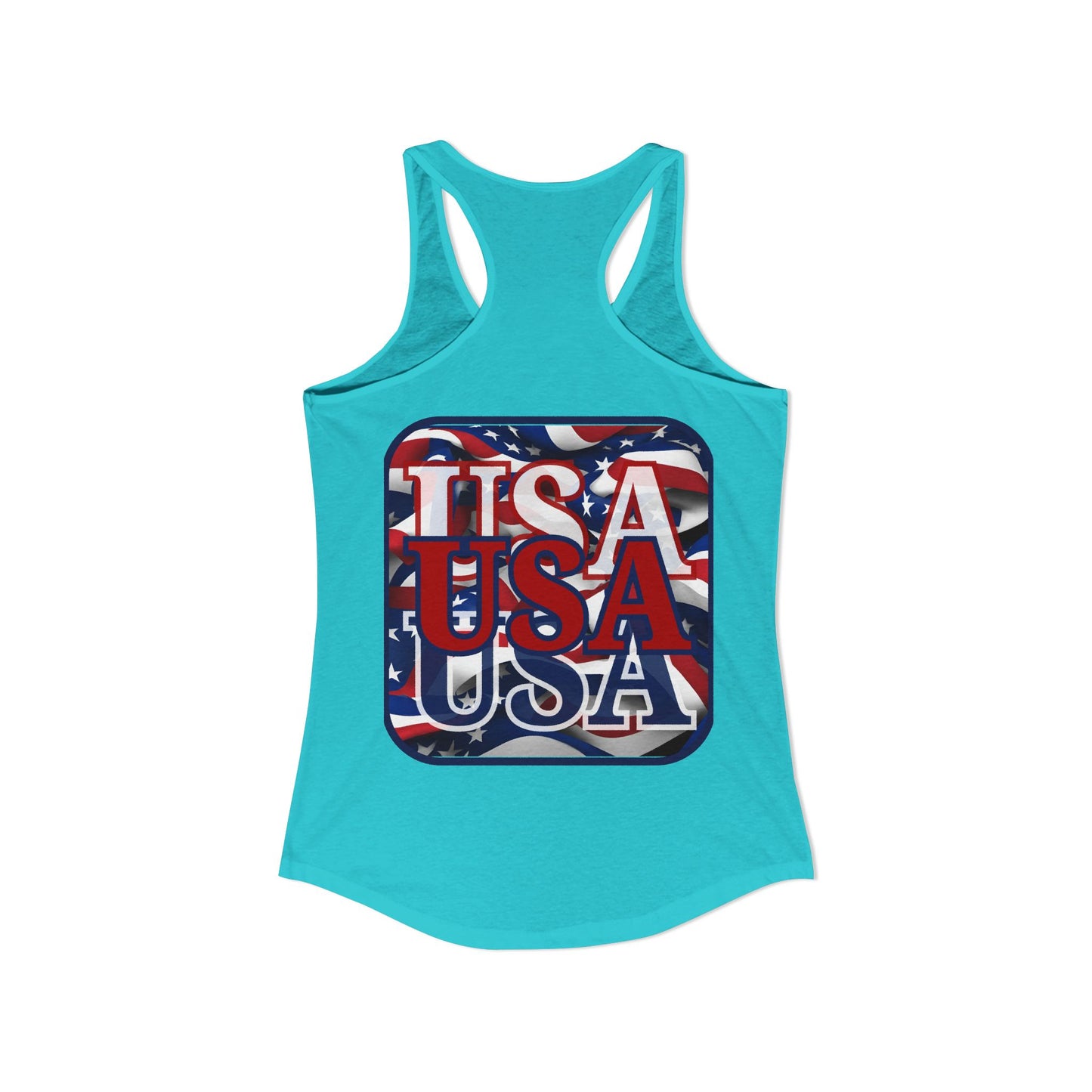 2-sided, RED White and Blue USA Patriot Women's Racerback Tank Top by theGreenDragonTavern.shop