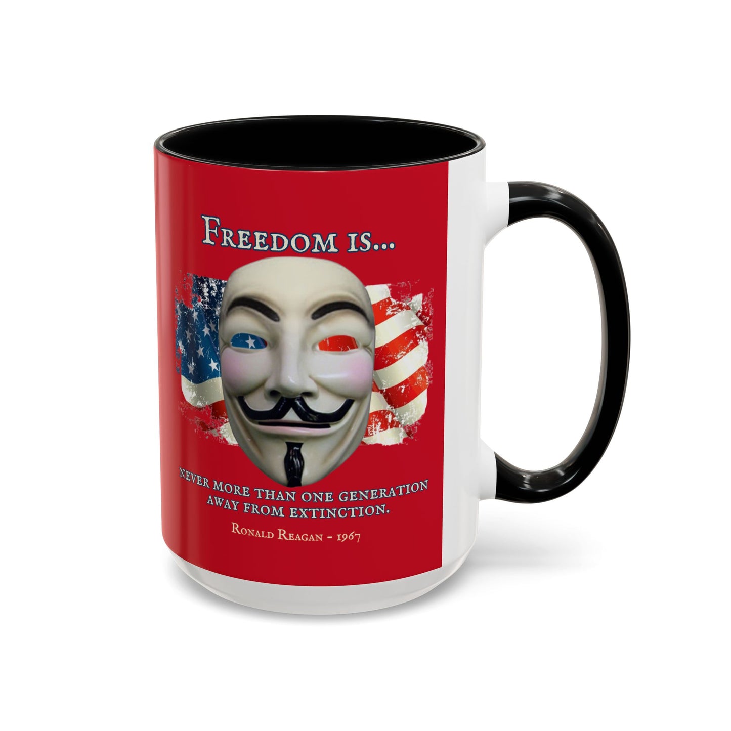 Ronald Reagan Freedom Vendetta Red Accent Mug by theGreenDragonTavern.shop