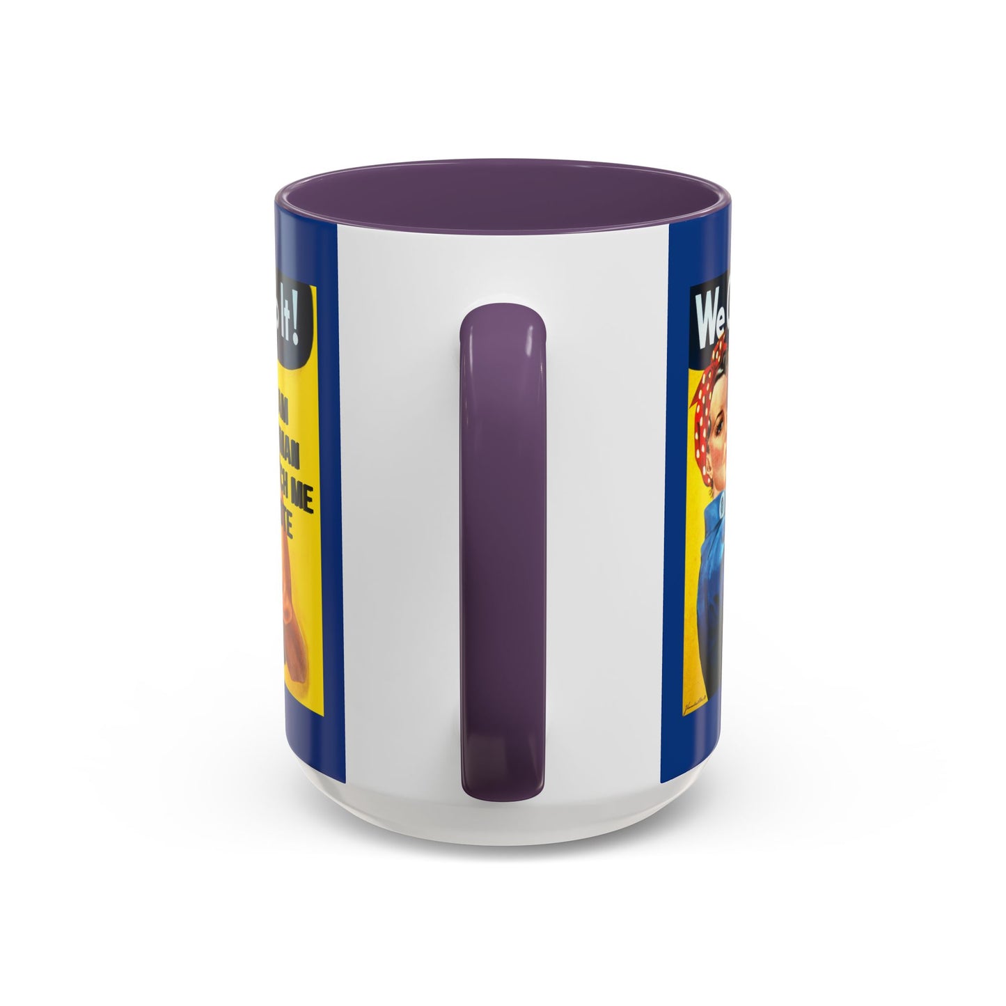 I Am Woman Watch Me Vote Rosie Dark Blue Accent Mug by theGreenDragonTavern.shop