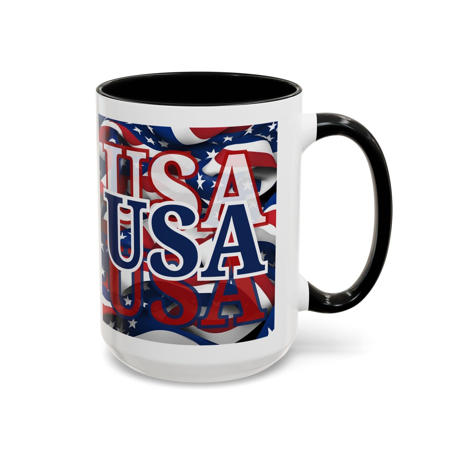 USA Blue font Center Patriot White Accent Mug by theGreenDragonTavern.shop