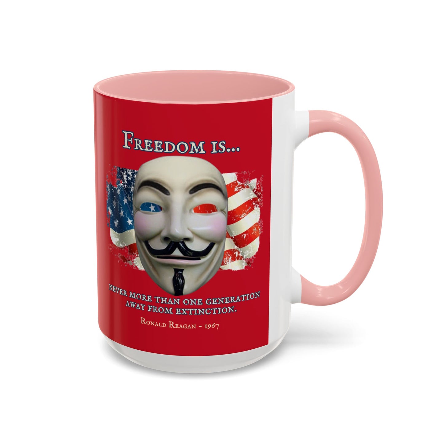 Ronald Reagan Freedom Vendetta Red Accent Mug by theGreenDragonTavern.shop