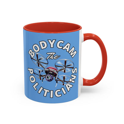 Bodycam the Politicians Drone Light Blue Accent Mug by theGreenDragonTavern.shop