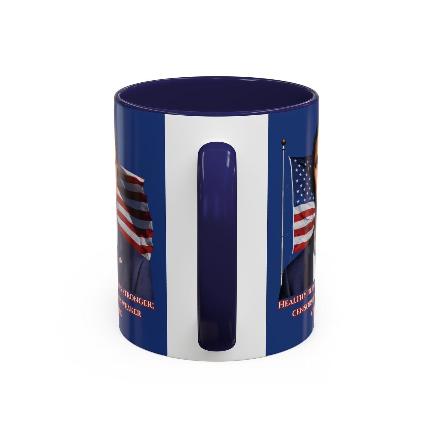 Charlie Kirk, Healthy Debate Blue Accent Mug by theGreenDragonTavern.shop