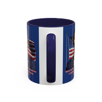 Charlie Kirk, Healthy Debate Blue Accent Mug by theGreenDragonTavern.shop