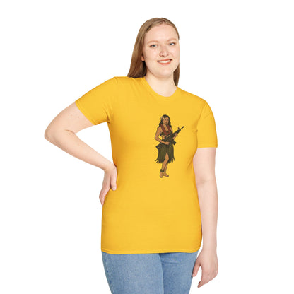 Hula Girl Packin' Heat Light colors Unisex T-Shirt by theGreenDragonTavern.shop