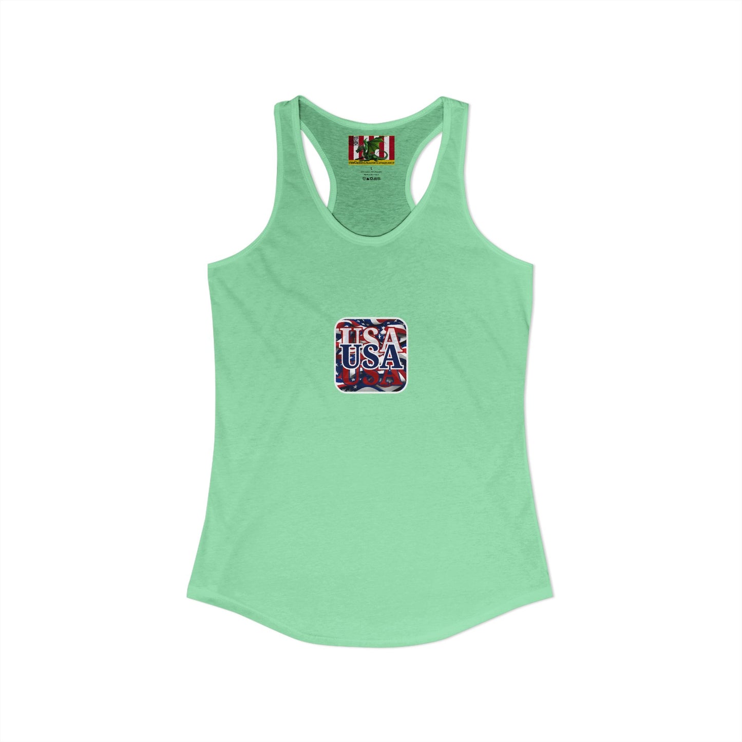 2-sided, Red White and BLUE USA Patriot Women's Racerback Tank Top by theGreenDragonTavern.shop