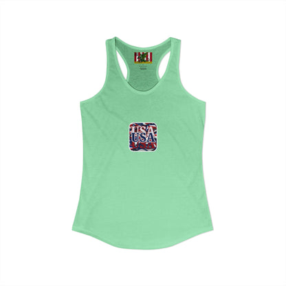 2-sided, Red White and BLUE USA Patriot Women's Racerback Tank Top by theGreenDragonTavern.shop
