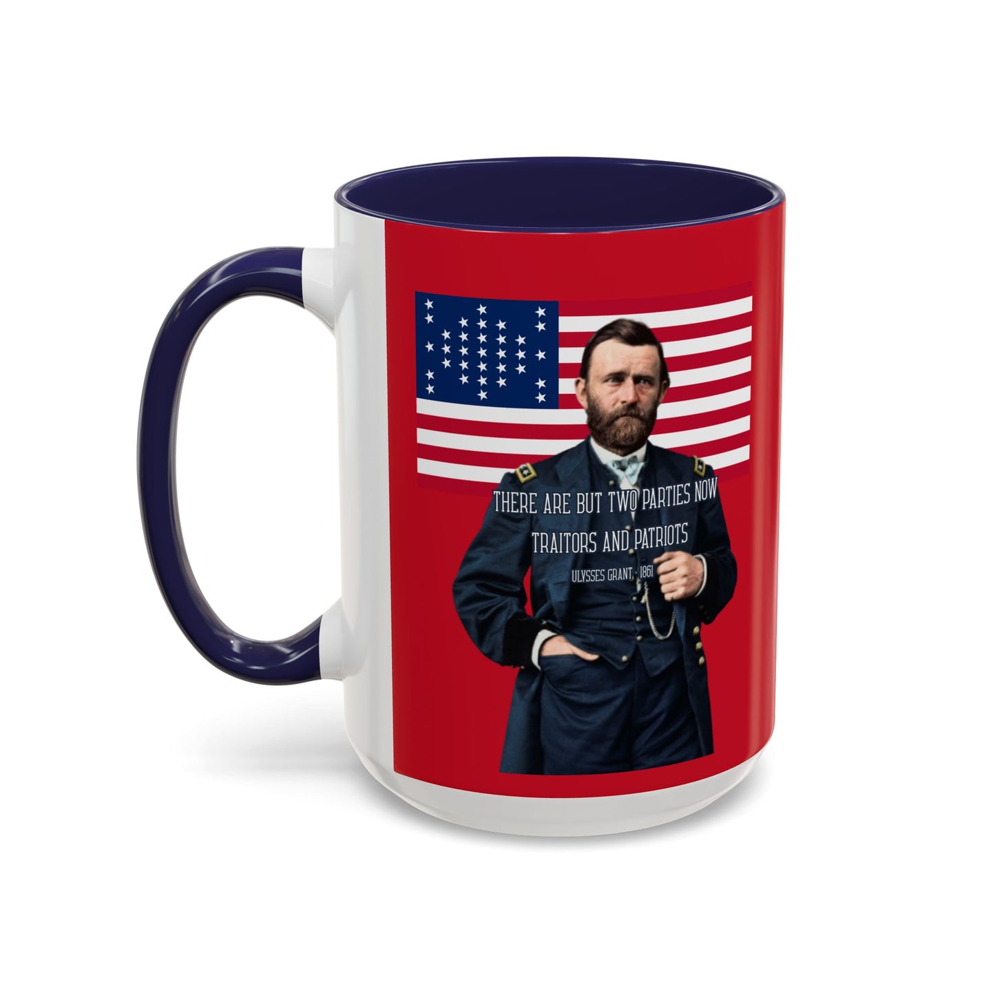 "Traitors and Patriots" Ulysses Grant Red Accent Mug by theGreenDragonTavern.shop