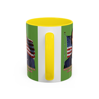Charlie Kirk, Healthy Debate Green Accent Mug by theGreenDragonTavern.shop