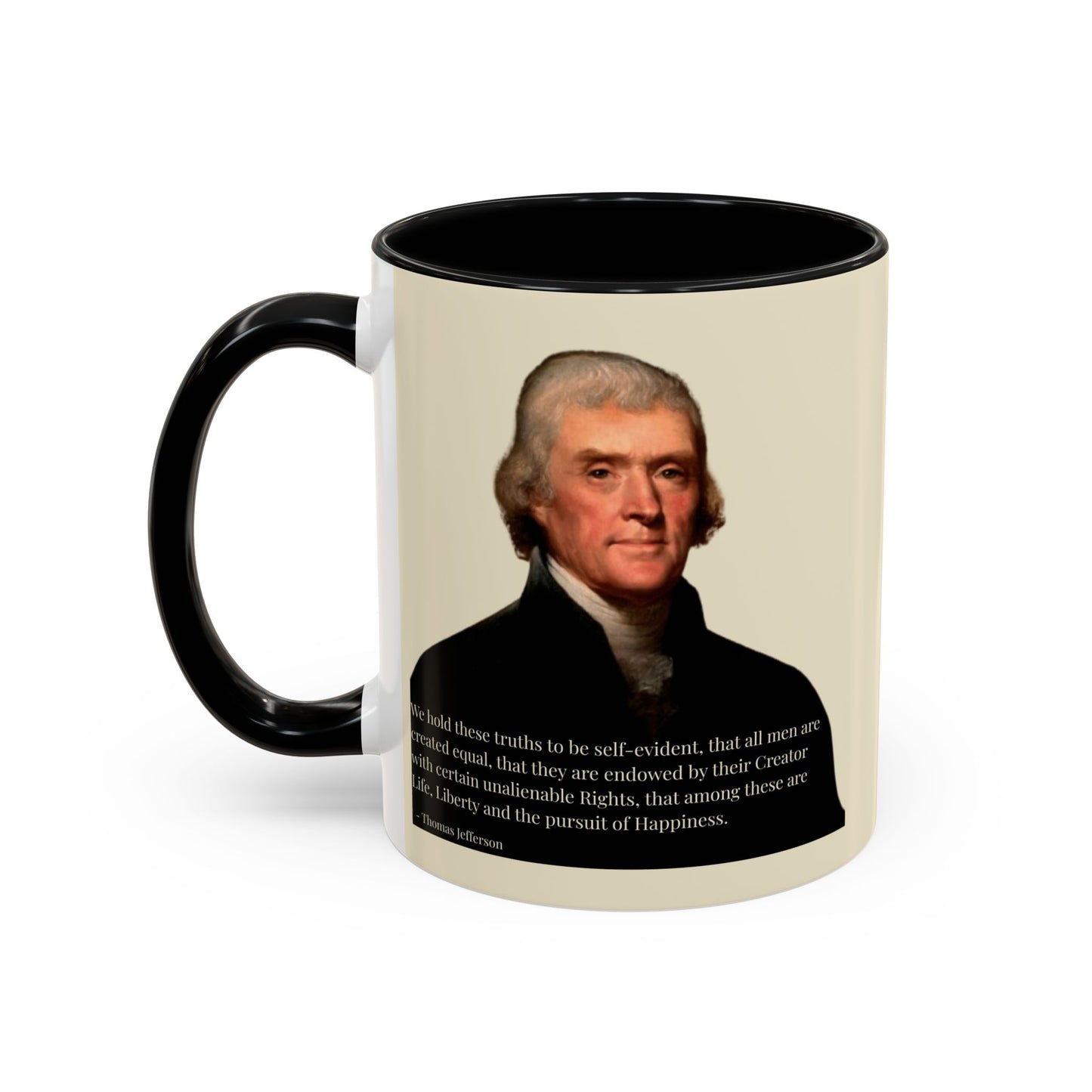 We hold these truths to be self-evident Parchment Yellow Accent Mug by theGreenDragonTavern.shop
