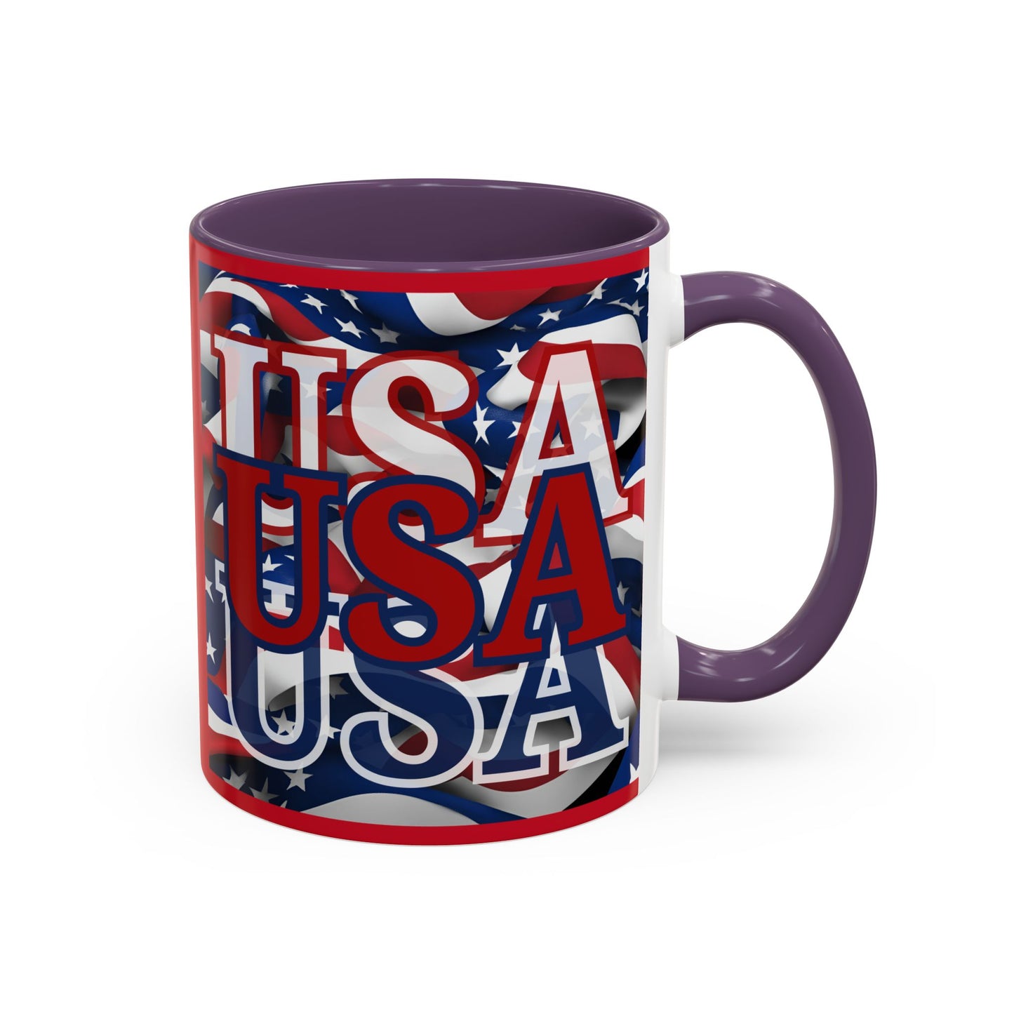 USA Red font Center Patriot Red Accent Mug by theGreenDragonTavern.shop