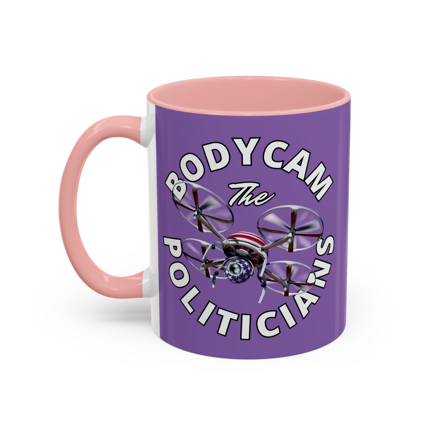 Bodycam the Politicians Drone Light Purple Accent Mug by theGreenDragonTavern.shop