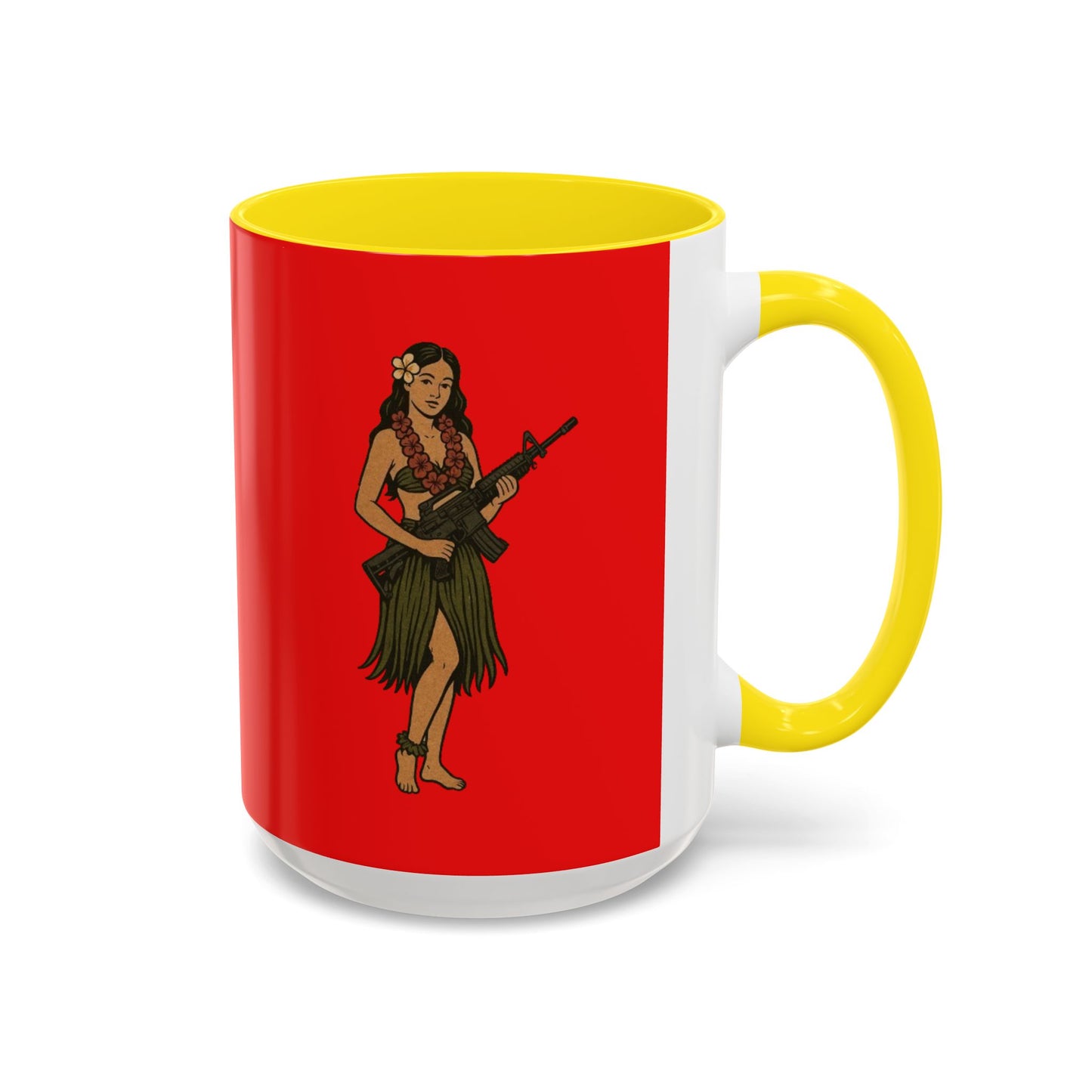 Hula Girl Packin' Heat Red Accent Mug by theGreenDragonTavern.shop