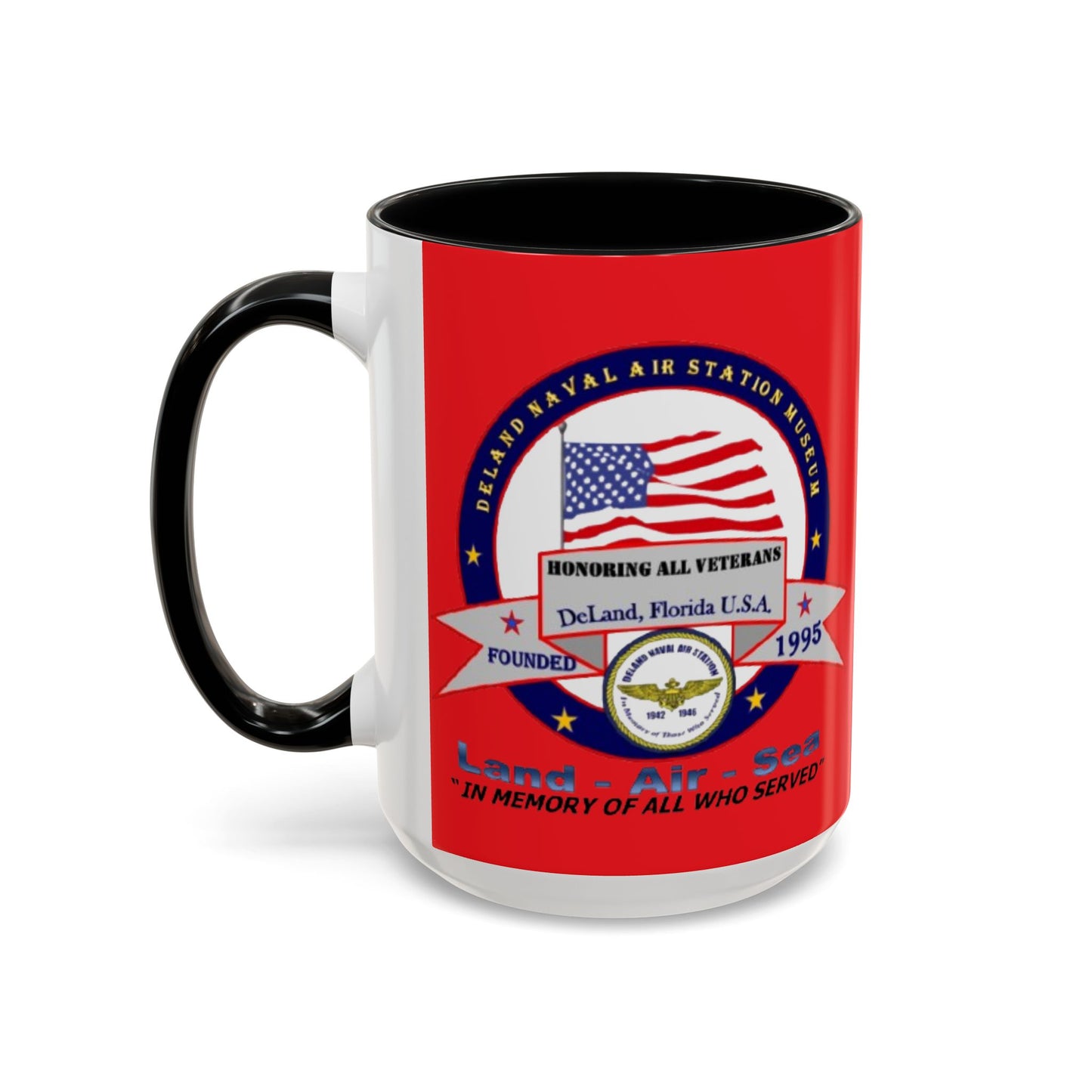 DNASM 2-sided, Founding & Student Art Red Accent Mug by theGreenDragonTavern.shop