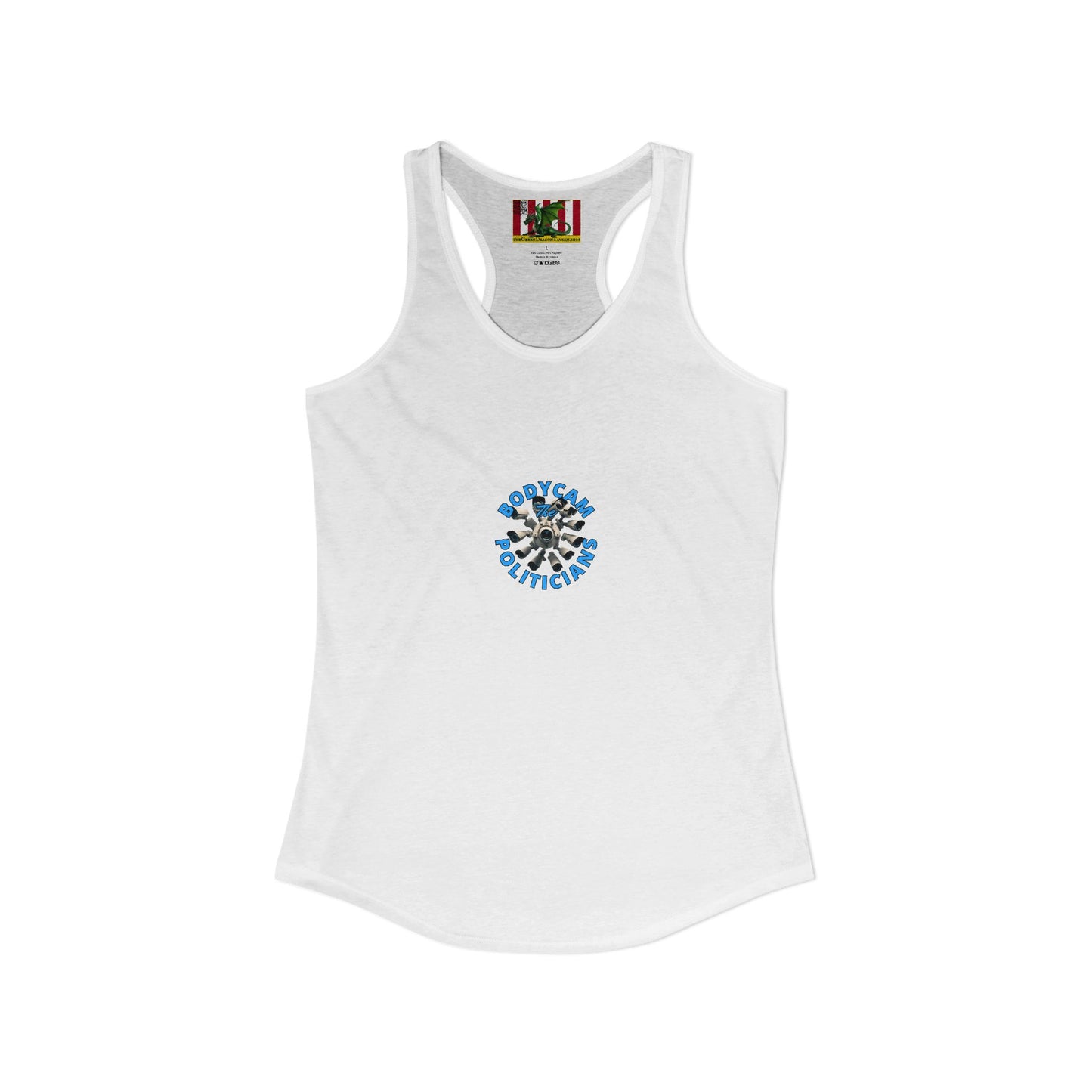 2-sided, Bodycam the Politicians Cameras Women's Racerback Tank Top by theGreenDragonTavern.shop