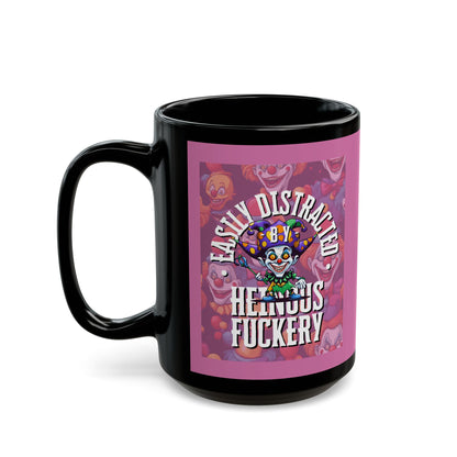 Easily Distracted by Heinous Fuckery Little Jincs Pink Mug by theGreenDragonTavern.shop