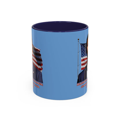 Charlie Kirk, Healthy Debate Light Blue Accent Mug by theGreenDragonTavern.shop