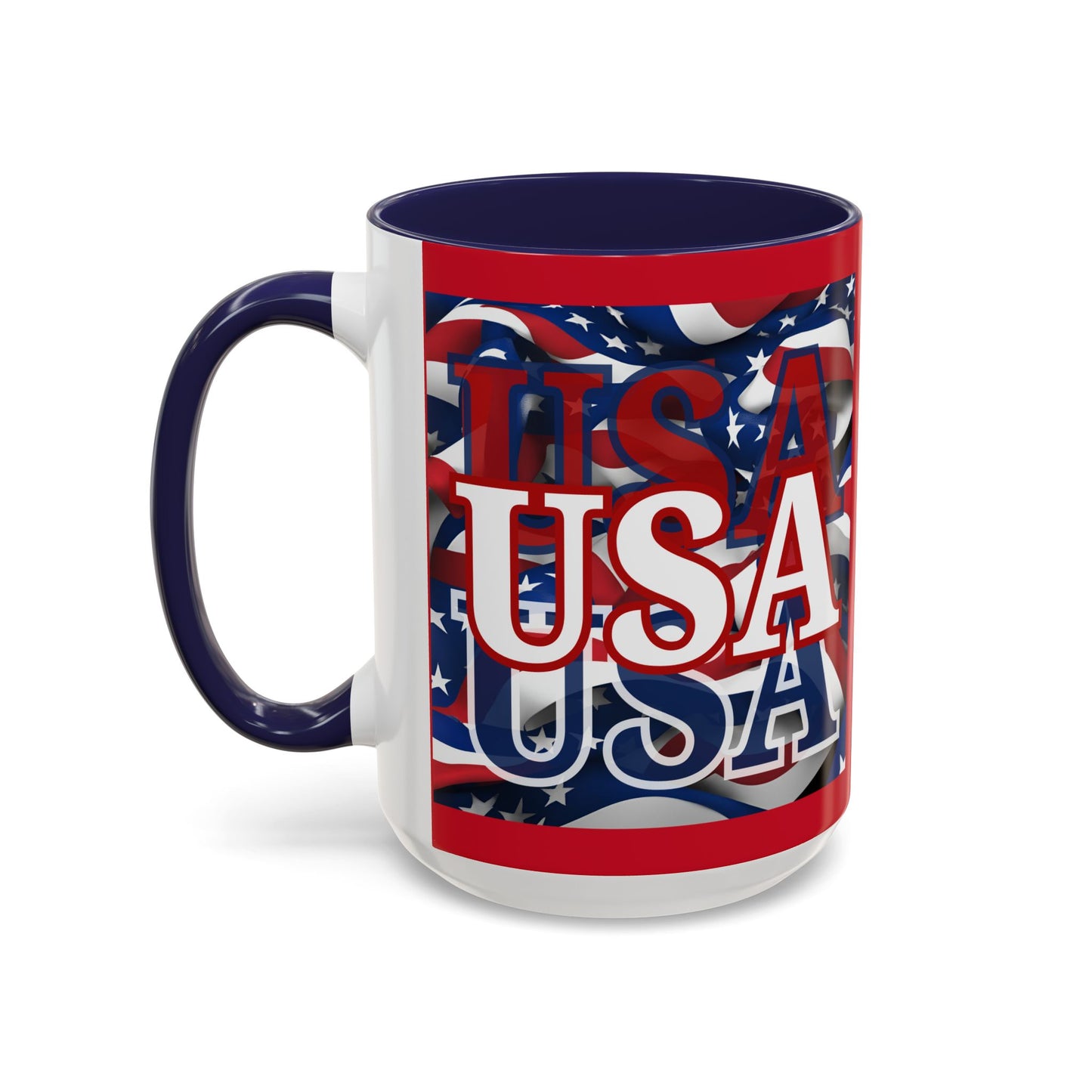 USA White font Center Patriot Red Accent Mug by theGreenDragonTavern.shop