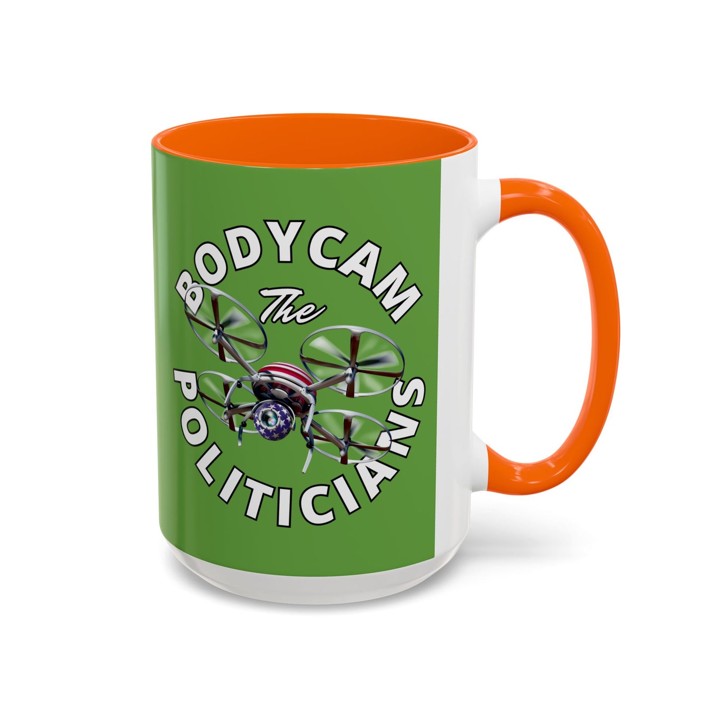 Bodycam the Politicians Drone Green Accent Mug by theGreenDragonTavern.shop