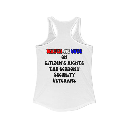 2-sided, I Am Woman Watch Me Vote Women's Racerback Tank Top by theGreenDragonTavern.shop