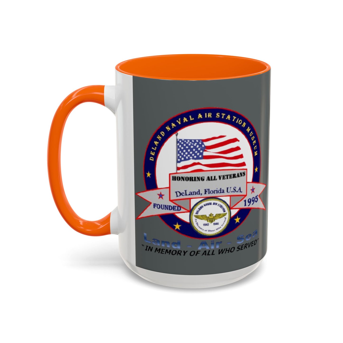 DNASM 2-sided, Founding & Student Art w/Navy Ring Grey Accent Mug by theGreenDragonTavern.shop