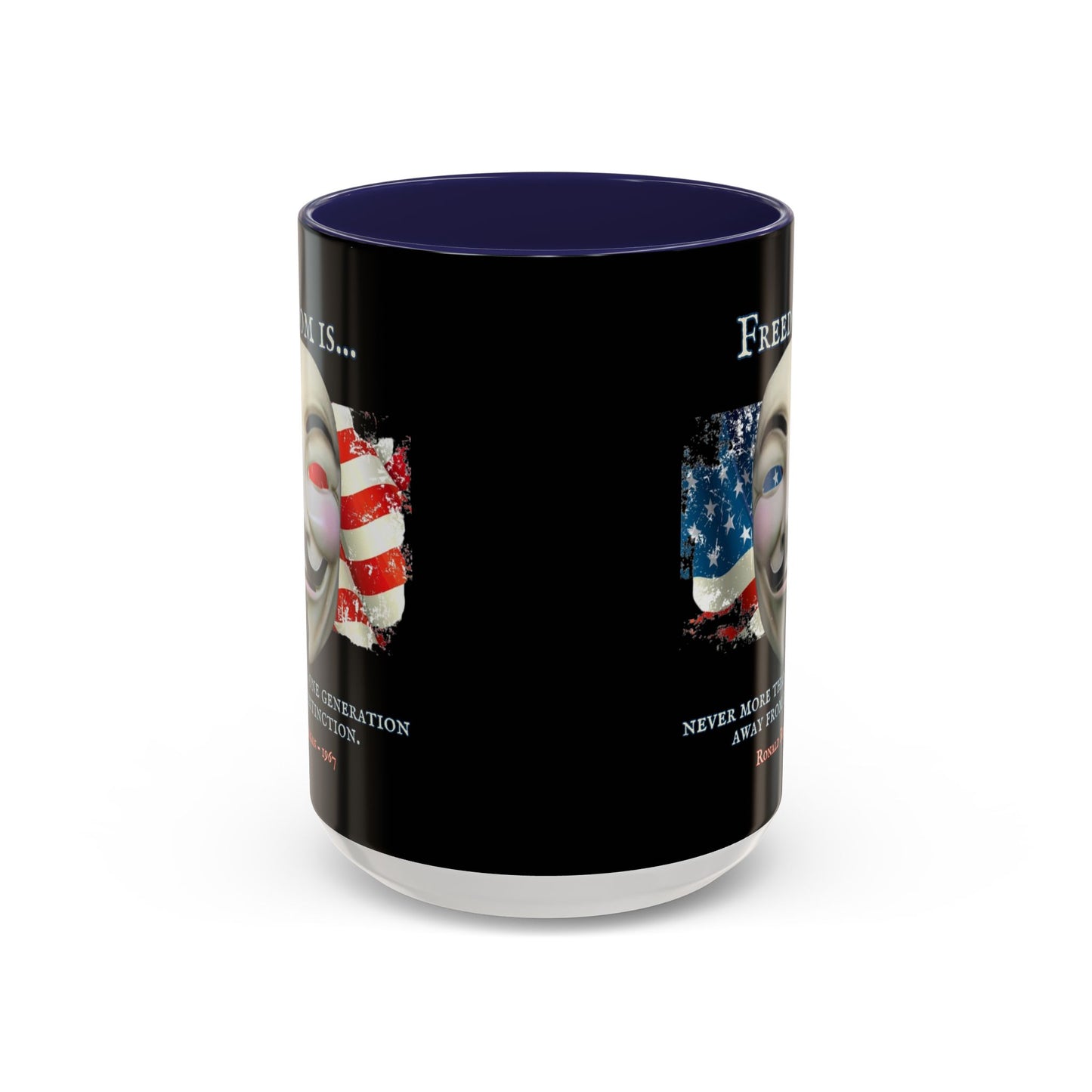 Ronald Reagan Freedom Vendetta Black Accent Mug by theGreenDragonTavern.shop