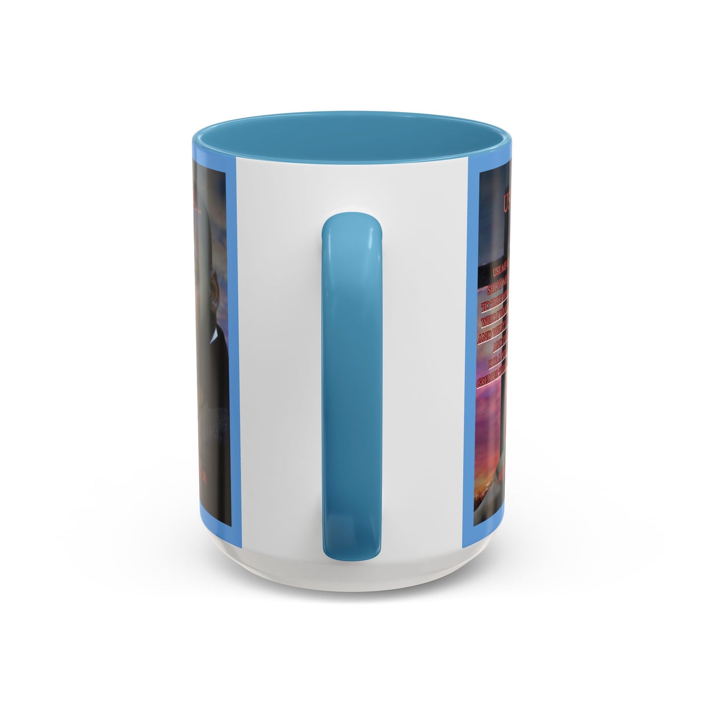 Use Me God, MLK Jr Blue Accent Mug by theGreenDragonTavern.shop