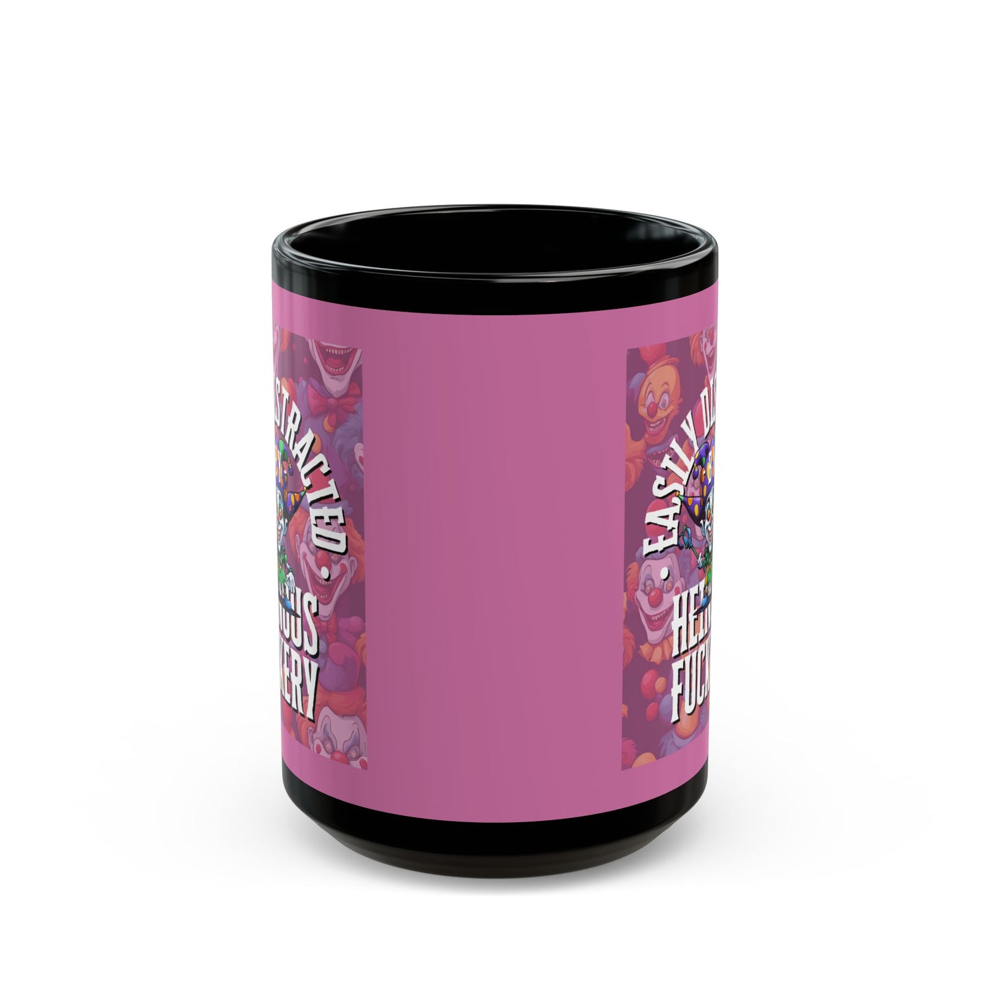 Easily Distracted by Heinous Fuckery Little Jinx Pink Mug by theGreenDragonTavern.shop