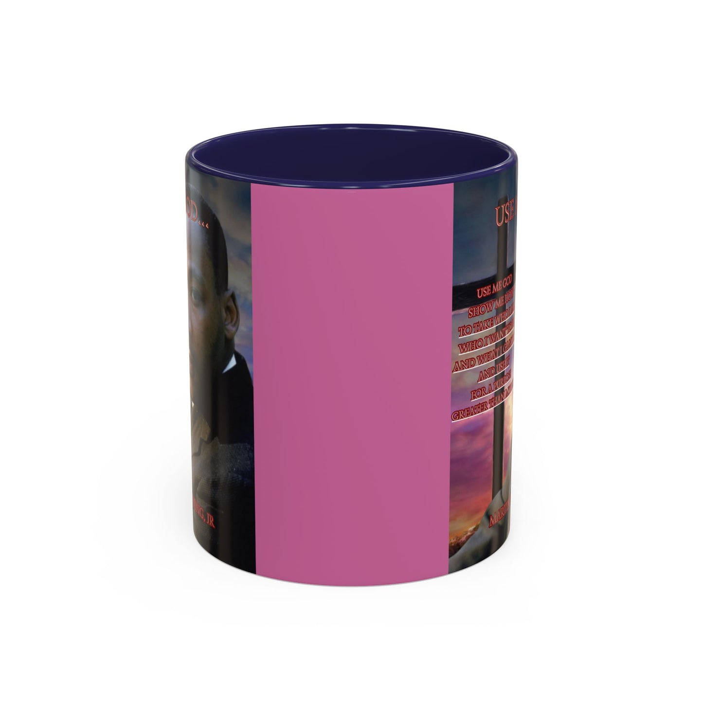 Use Me God, MLK Jr Pink Accent Mug by theGreenDragonTavern.shop