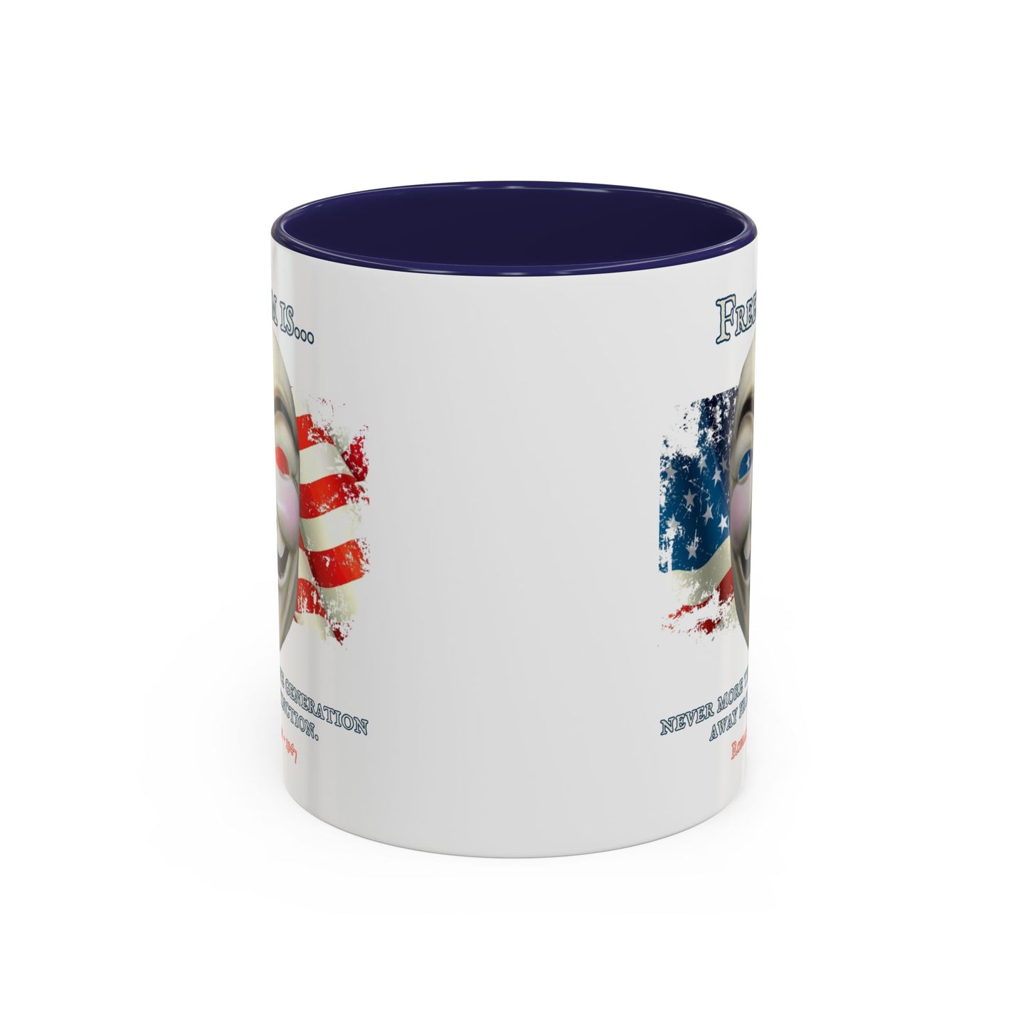 Ronald Reagan Freedom Vendetta White Accent Mug by theGreenDragonTavern.shop