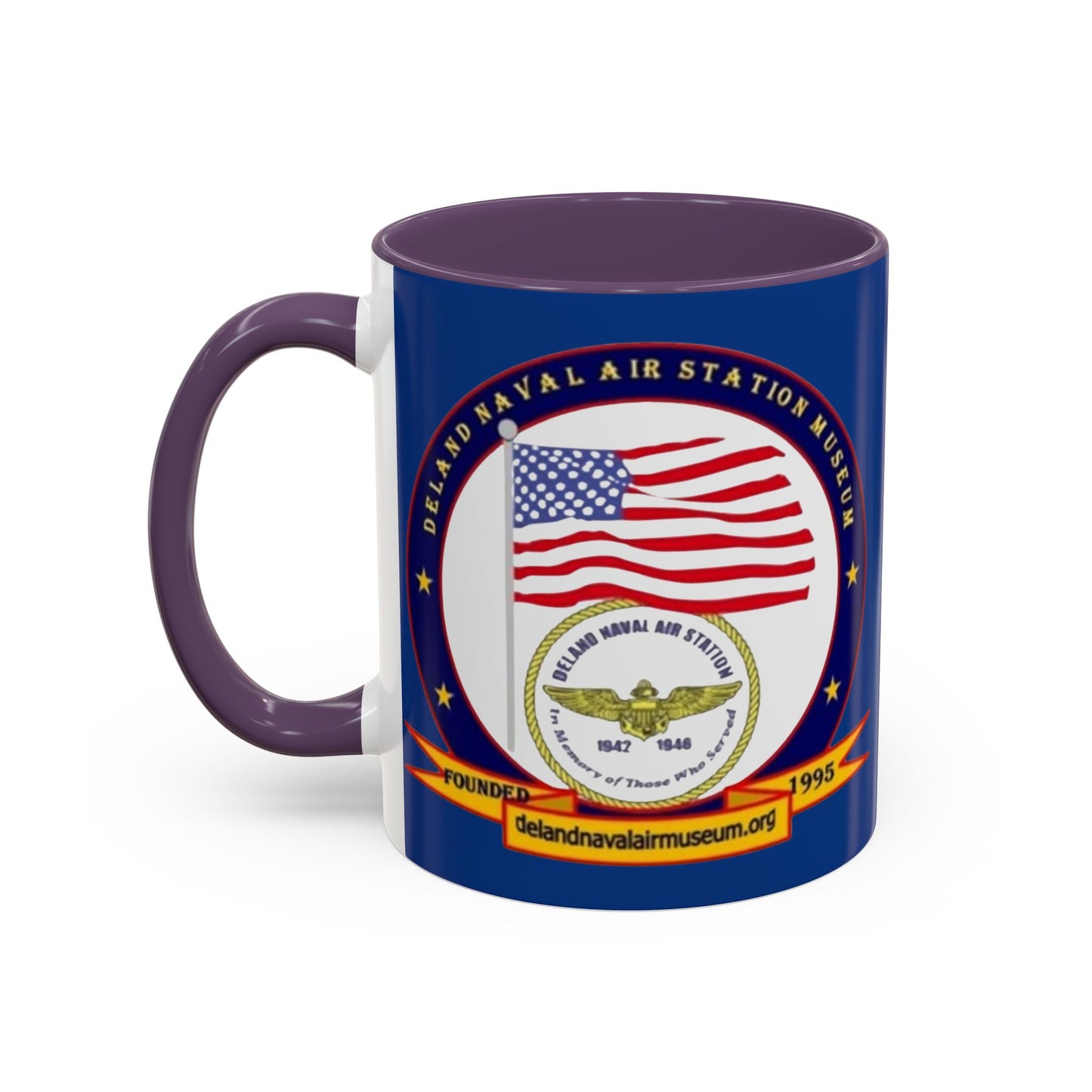 DeLand Naval Air Station Museum Blue Accent Mug by theGreenDragonTavern.shop