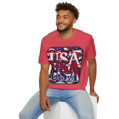 RED White and Blue USA Patriot Light colors Unisex T-Shirt by theGreenDragonTavern.shop