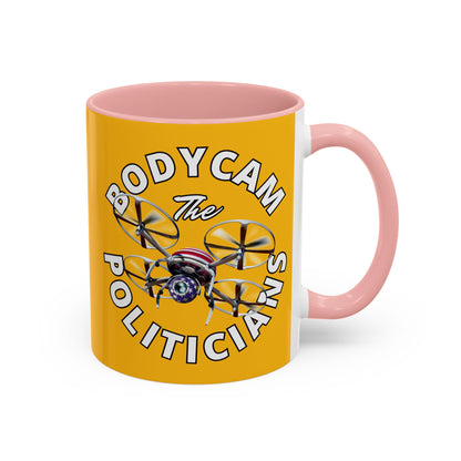 Bodycam the Politicians Drone Yellow Accent Mug by theGreenDragonTavern.shop