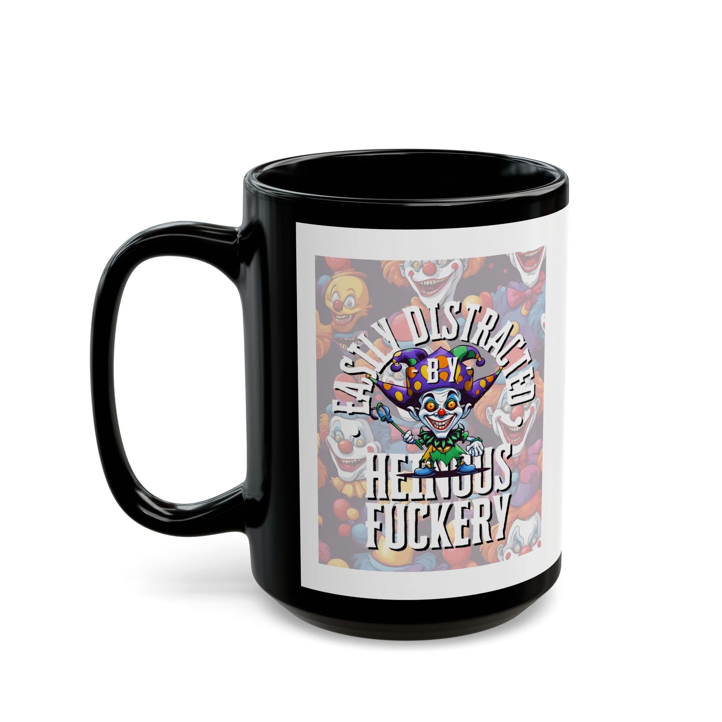 Easily Distracted by Heinous Fuckery Little Jinx White Mug by theGreenDragonTavern.shop