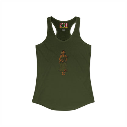 2-sided, Hula Girl Packin' Heat Women's Racerback Tank Top by theGreenDragonTavern.shop