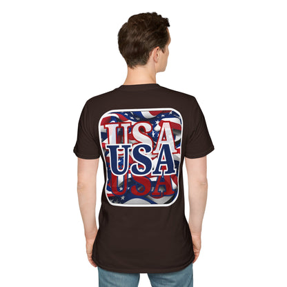 2-sided, Red White and BLUE USA Patriot Dark colors Unisex T-Shirt by theGreenDragonTavern.shop
