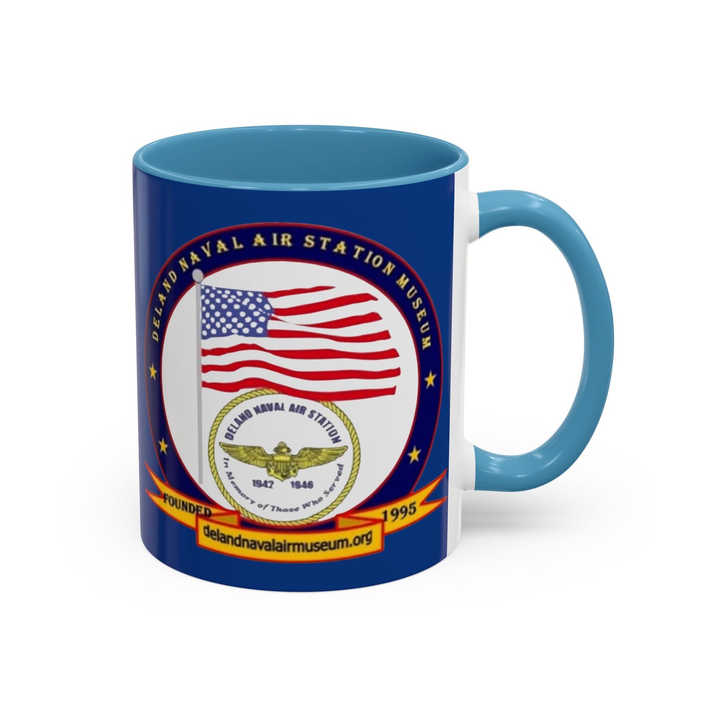 DeLand Naval Air Station Museum Blue Accent Mug by theGreenDragonTavern.shop