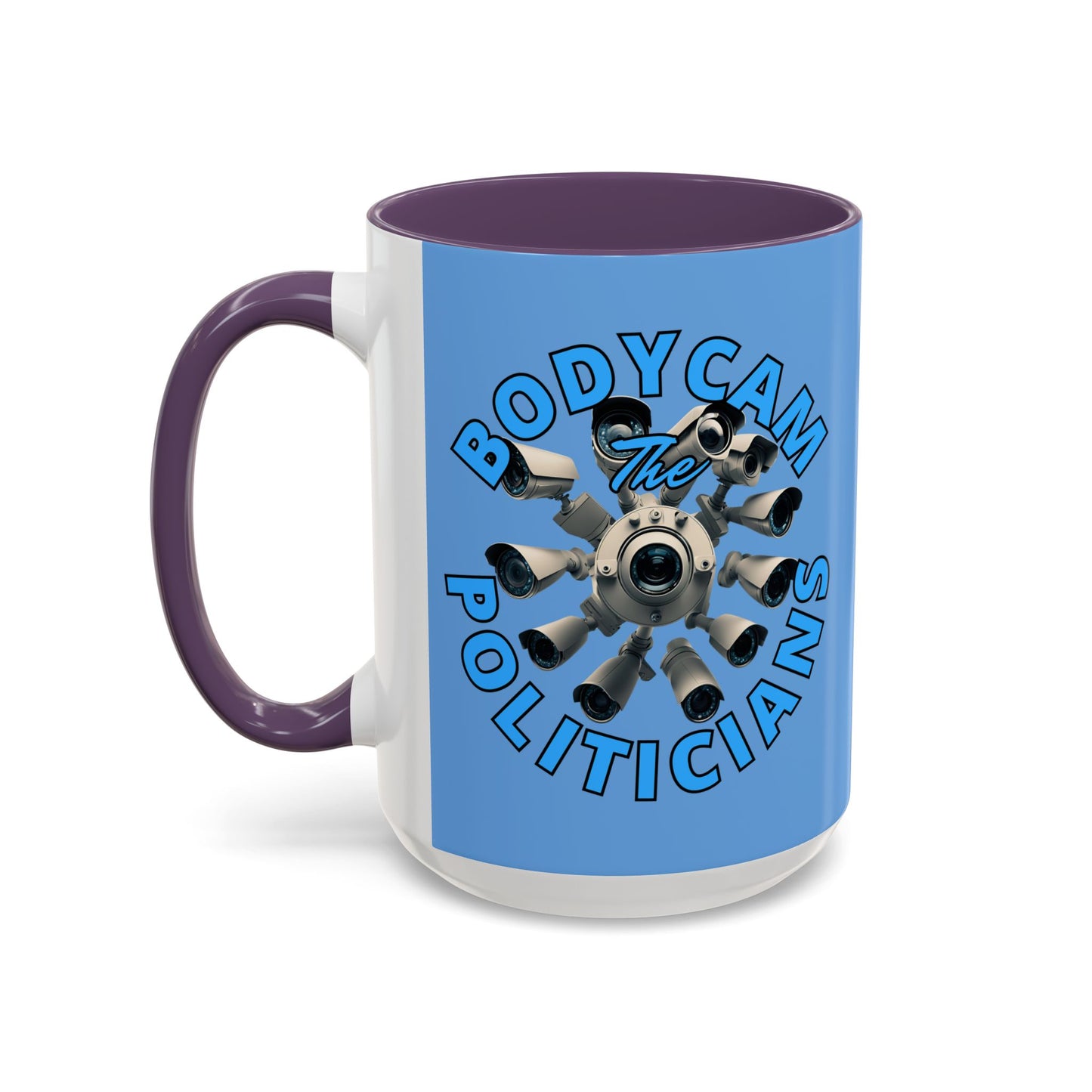 Bodycam the Politicians Cameras Blue Accent Mug by theGreenDragonTavern.shop