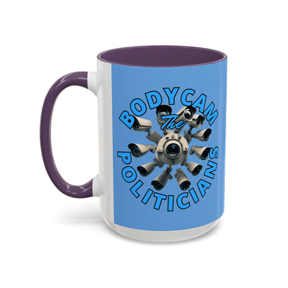 Bodycam the Politicians Cameras Blue Accent Mug by theGreenDragonTavern.shop
