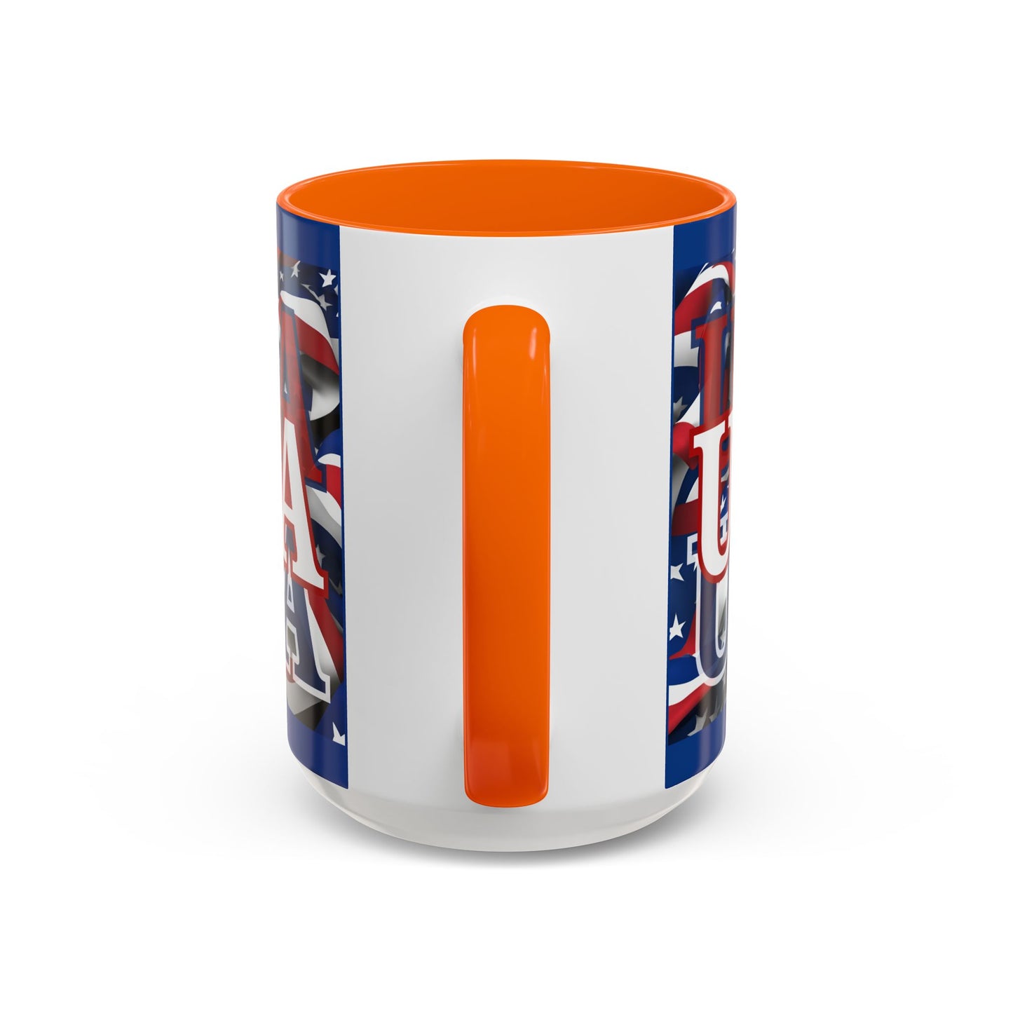USA White font Center Patriot Blue Accent Mug by theGreenDragonTavern.shop