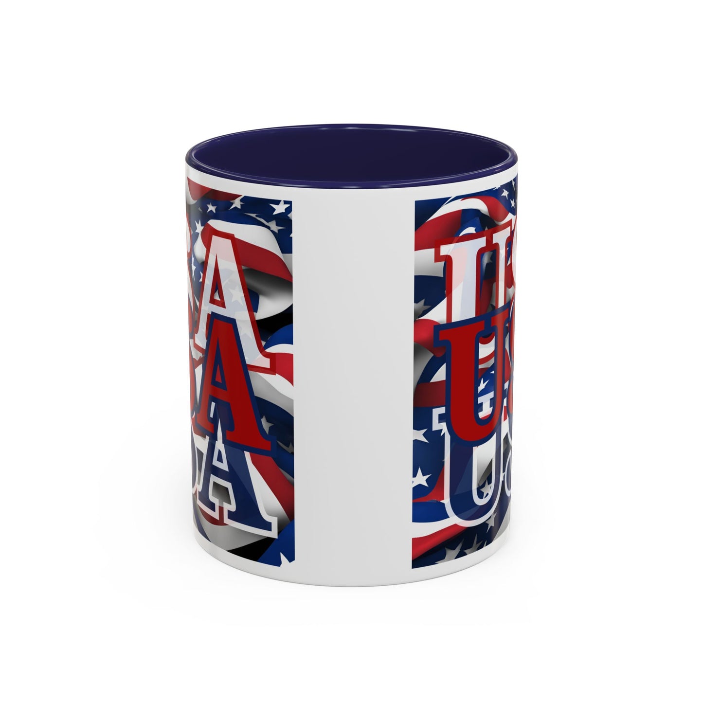 USA Red font Center Patriot White Accent Mug by theGreenDragonTavern.shop