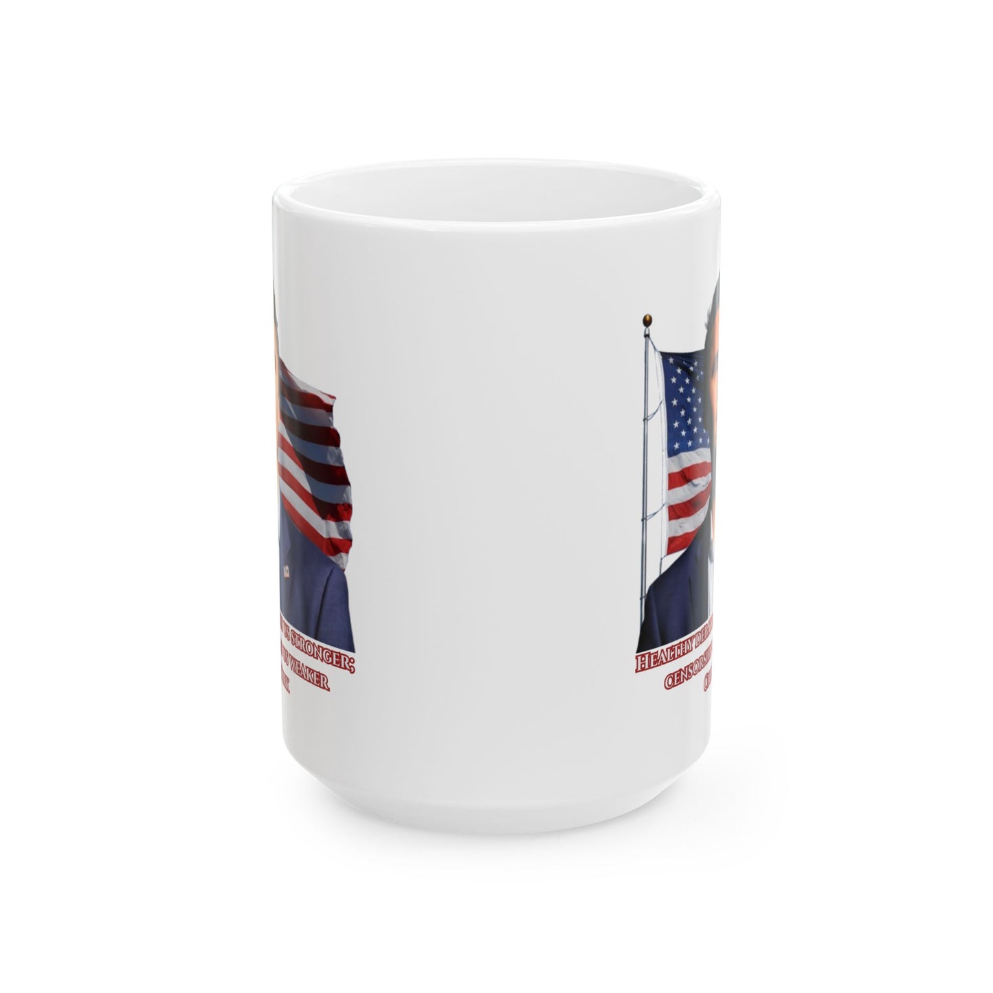 Charlie Kirk, Healthy Debate White Mug by theGreenDragonTavern.shop