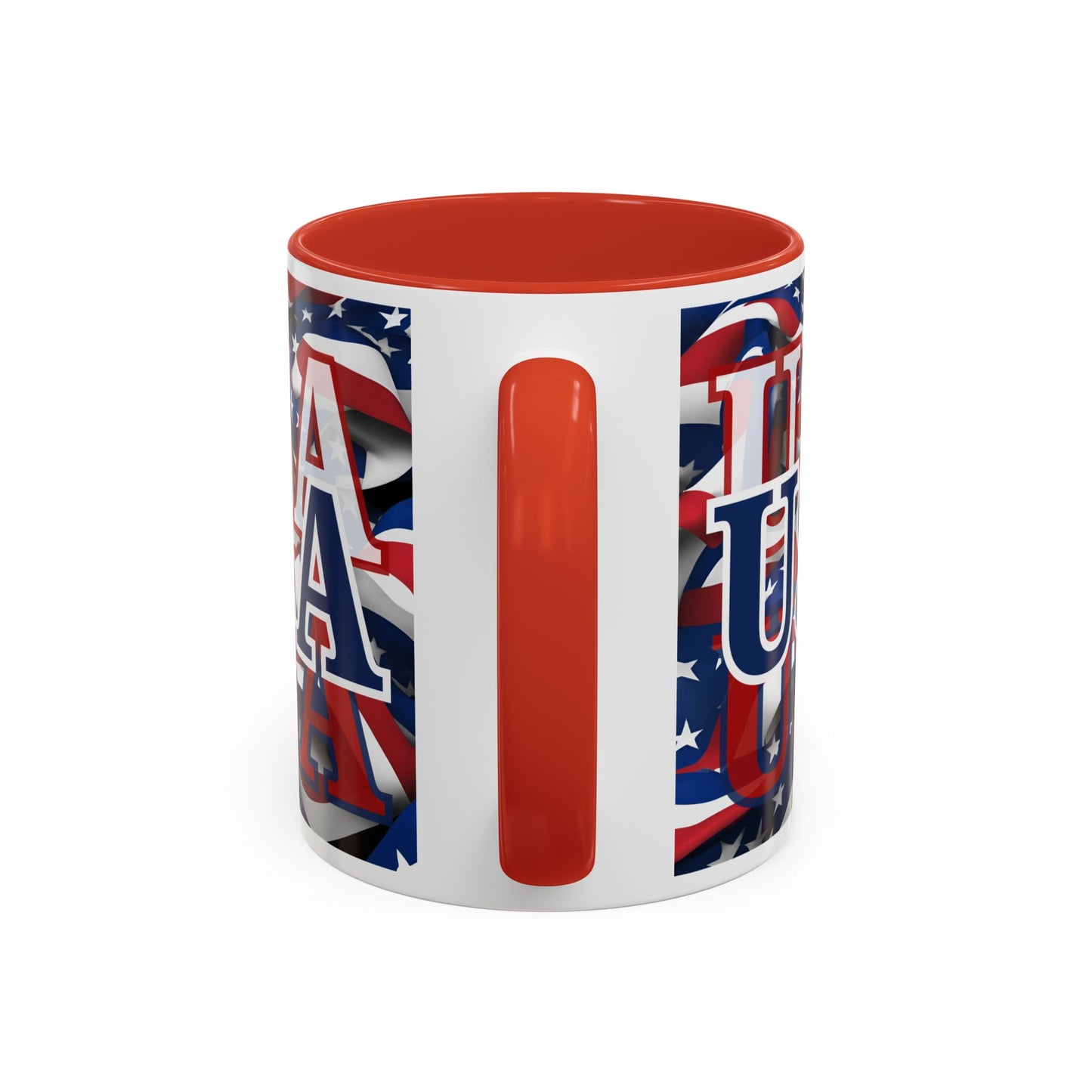 USA Blue font Center Patriot White Accent Mug by theGreenDragonTavern.shop