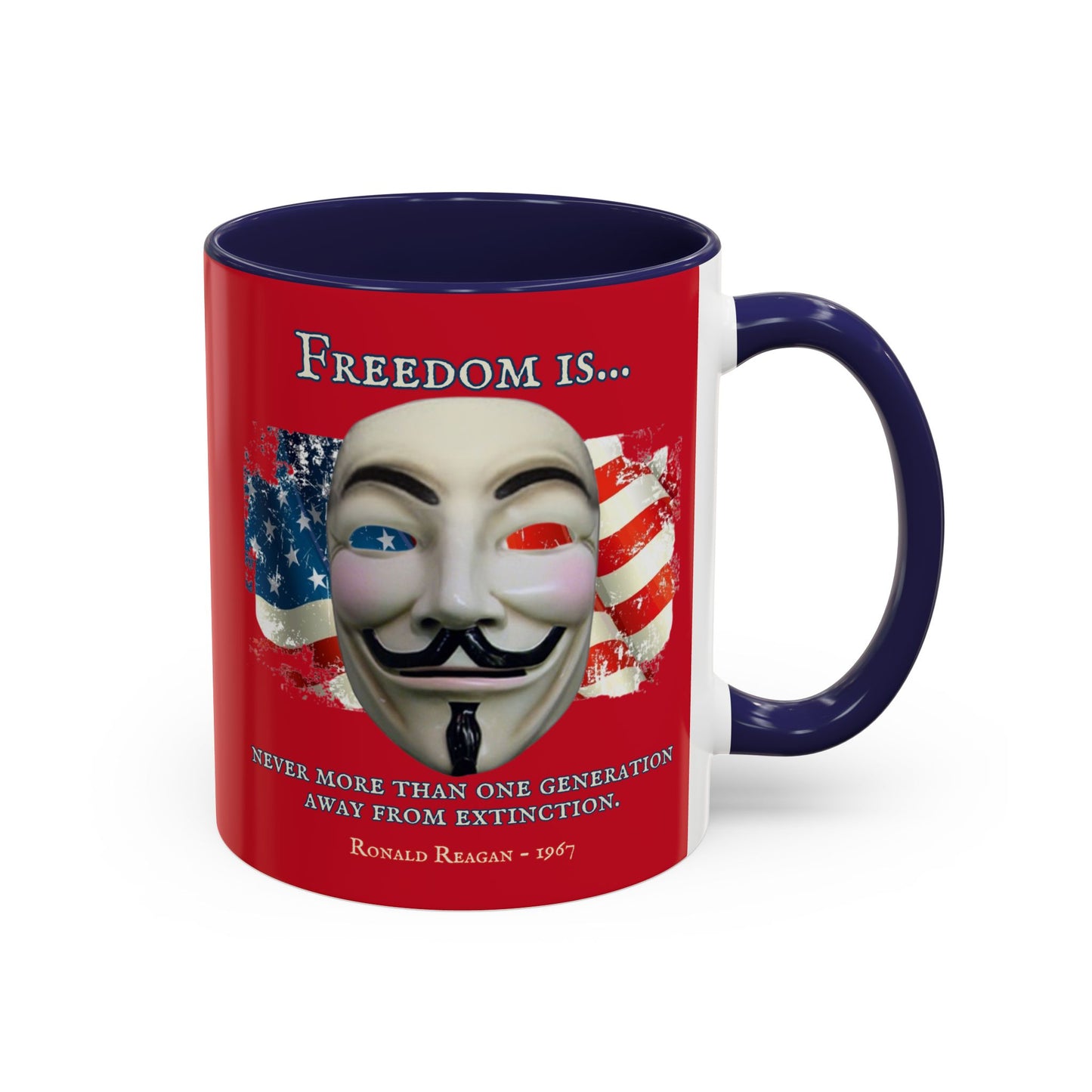 Ronald Reagan Freedom Vendetta Red Accent Mug by theGreenDragonTavern.shop