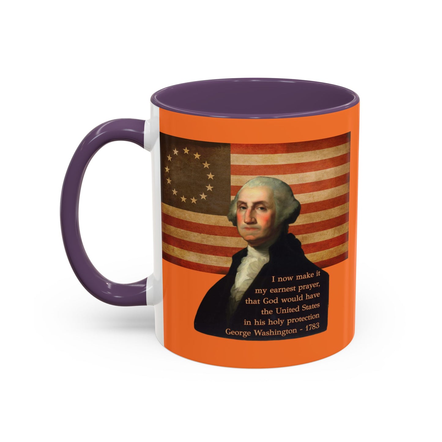 Washington's Earnest Prayer Orange Accent Mug by theGreenDragonTavern.shop